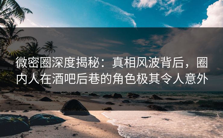 微密圈深度揭秘：真相风波背后，圈内人在酒吧后巷的角色极其令人意外