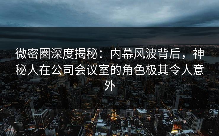 微密圈深度揭秘：内幕风波背后，神秘人在公司会议室的角色极其令人意外