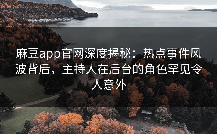 麻豆app官网深度揭秘：热点事件风波背后，主持人在后台的角色罕见令人意外